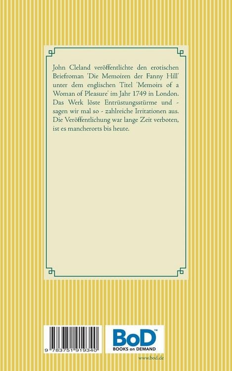 Produktbild: Die Memoiren der Fanny Hill