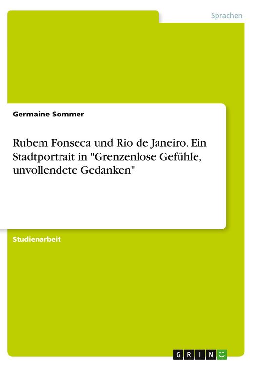 Produktbild: Rubem Fonseca und Rio de Janeiro. Ein Stadtportrait in "Grenzenlose Gef&uuml;hle, unvollendete Gedanken"