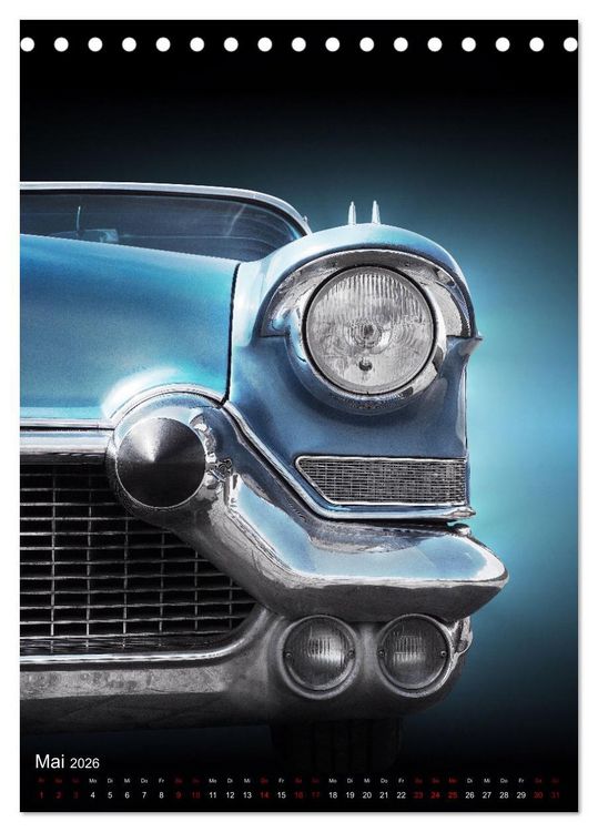 Produktbild: Amerikanische Autos aus den Jahren 1957 bis 1976 Frontansichten (Tischkalender 2026 DIN A5 hoch), CALVENDO Monatskalender