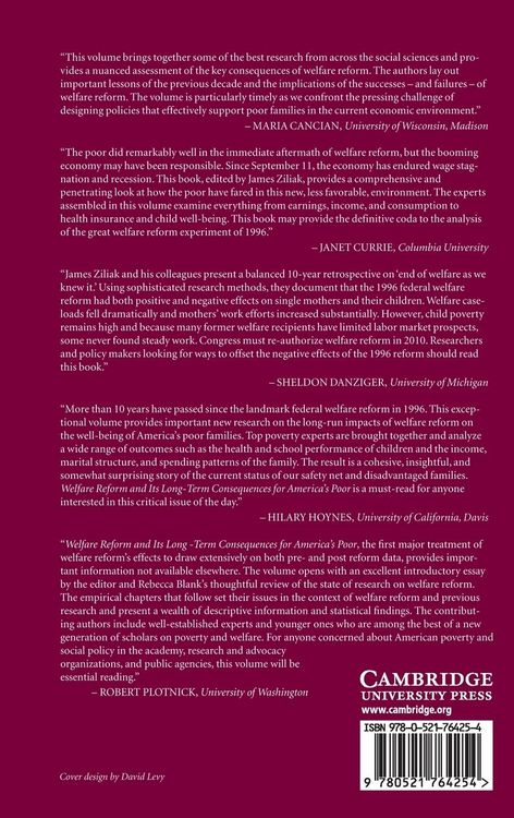 Produktbild: Welfare Reform and its Long-Term Consequences for America's Poor