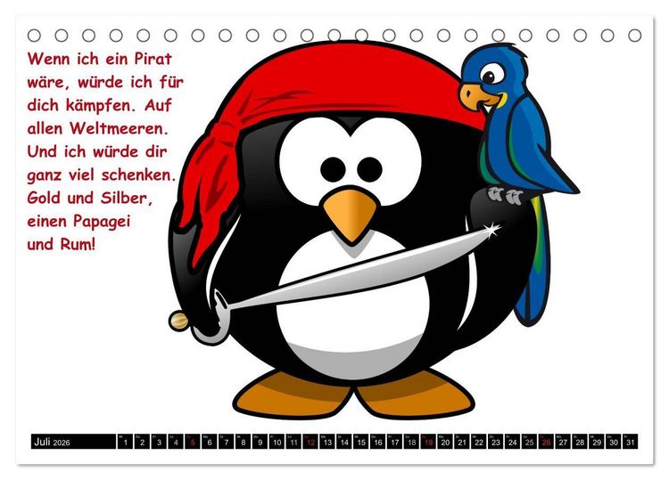 Produktbild: Pinguine im siebten Himmel! (Tischkalender 2026 DIN A5 quer), CALVENDO Monatskalender