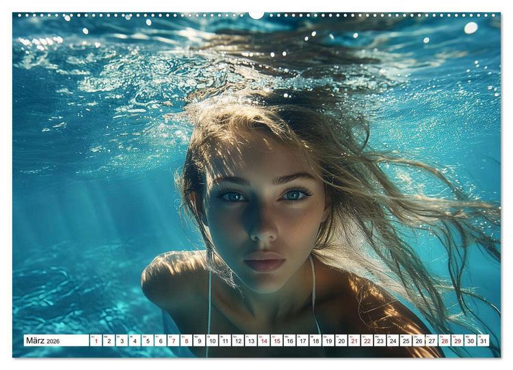 Produktbild: Aqua Desire &ndash; KI-Sch&ouml;nheiten unter Wasser (hochwertiger Premium Wandkalender 2026 DIN A2 quer), Kunstdruck in Hochglanz