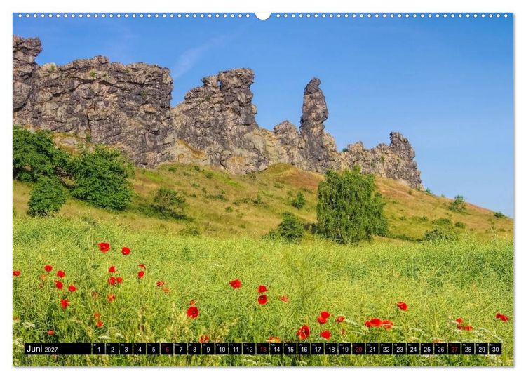 Produktbild: Die Teufelsmauer - Bizarre Felsformationen im Harz (hochwertiger Premium Wandkalender 2027 DIN A2 quer), Kunstdruck in Hochglanz