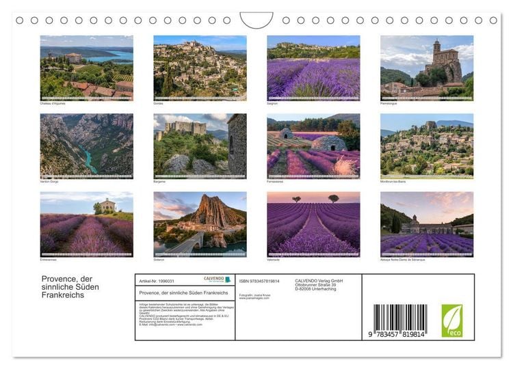 Produktbild: Provence, der sinnliche S&uuml;den Frankreichs (Wandkalender 2026 DIN A4 quer), CALVENDO Monatskalender
