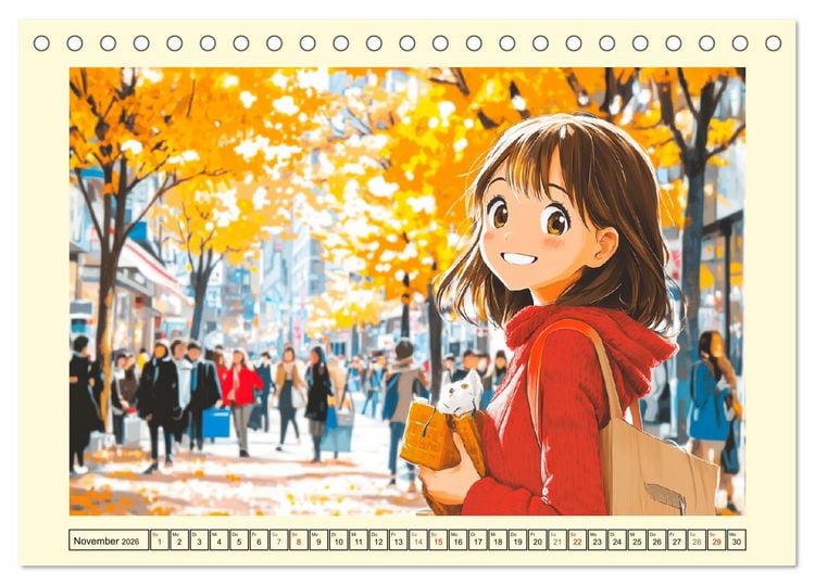 Produktbild: Manga M&auml;dchen. Ein Jahr voller Stadtabenteuer (Tischkalender 2026 DIN A5 quer), CALVENDO Monatskalender