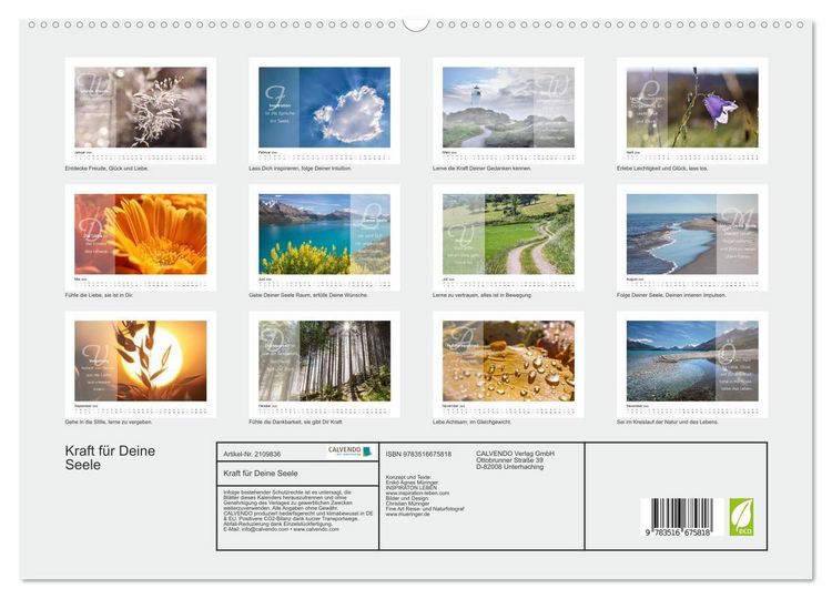 Produktbild: Kraft f&uuml;r Deine Seele (hochwertiger Premium Wandkalender 2026 DIN A2 quer), Kunstdruck in Hochglanz