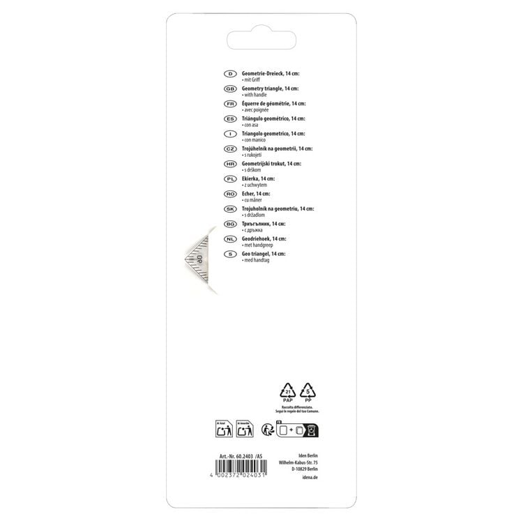 Produktbild: Idena Geodreieck mit Griff 14cm