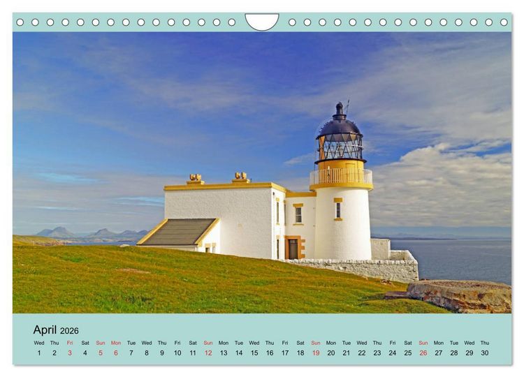 Produktbild: Scottish Lighthouses - beacons along the coast of Scotland (Wall Calendar 2026 DIN A4 landscape), CALVENDO 12 Month Wall Calendar