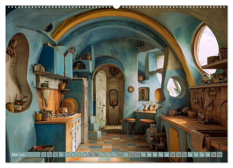 Produktbild: Fantastische K&uuml;chenarchitektur. KI-Design zum Staunen (hochwertiger Premium Wandkalender 2026 DIN A2 quer), Kunstdruck in Hochglanz