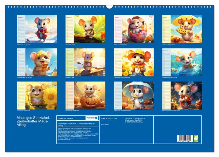 Produktbild: Mausiges Spektakel. Zauberhafter Maus-Alltag (Wandkalender 2026 DIN A2 quer), CALVENDO Monatskalender
