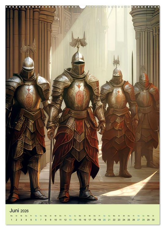 Produktbild: Drachen und stolze Ritter (hochwertiger Premium Wandkalender 2026 DIN A2 hoch), Kunstdruck in Hochglanz