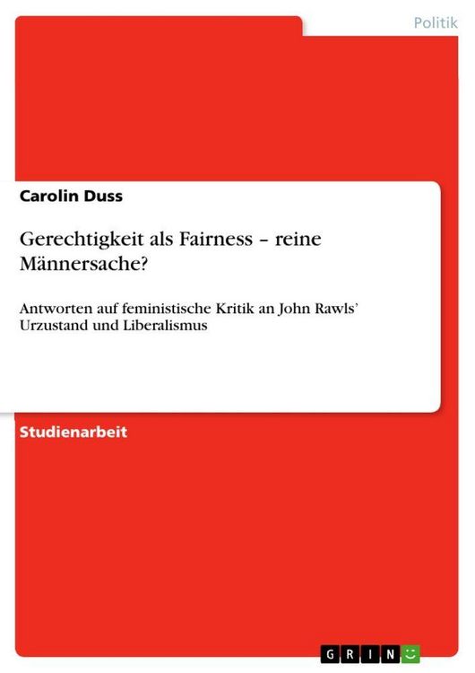 Produktbild: Gerechtigkeit als Fairness - reine M&auml;nnersache?