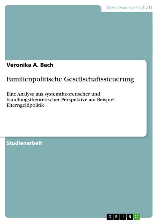 Produktbild: Familienpolitische Gesellschaftssteuerung