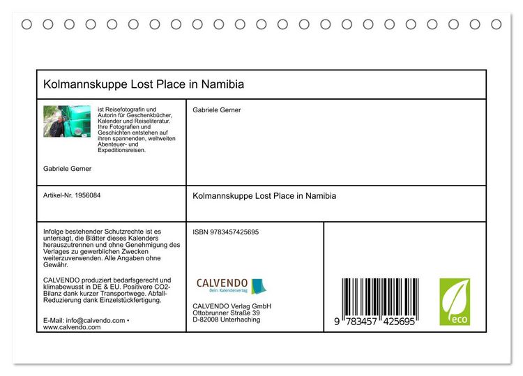 Produktbild: Kolmannskuppe Lost Place in Namibia (Tischkalender 2026 DIN A5 quer), CALVENDO Monatskalender