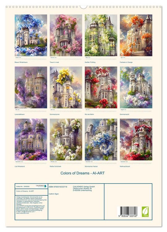 Produktbild: Colors of Dreams - AI-ART (hochwertiger Premium Wandkalender 2026 DIN A2 hoch), Kunstdruck in Hochglanz