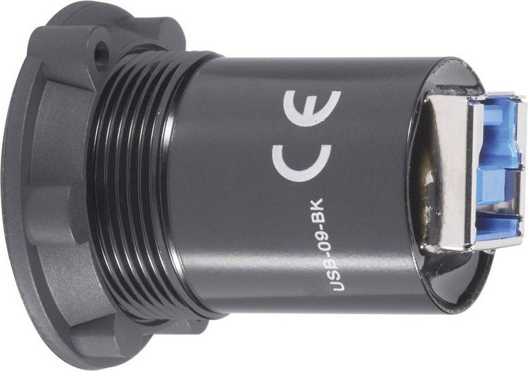 Produktbild: TRU Components USB-09-BK USB-Einbaubuchse 3.0 Buchse, Einbau Inhalt: 1St.