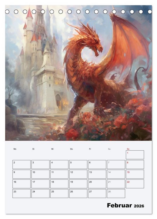 Produktbild: Drachenland. Gef&uuml;rchtete Fabelwesen im Gotik-Stil (Tischkalender 2026 DIN A5 hoch), CALVENDO Monatskalender