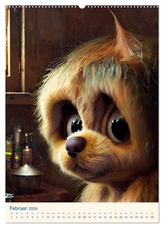 Produktbild: Liebenswerte Kuschelmonster - Digitalart (Wandkalender 2026 DIN A2 hoch), CALVENDO Monatskalender