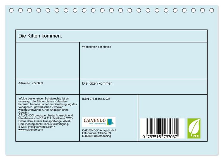 Produktbild: Die Kitten kommen. (Tischkalender 2026 DIN A5 quer), CALVENDO Monatskalender