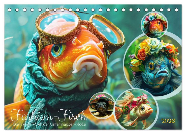 Produktbild: Fashion-Fisch. Die lustige Welt der Unterwasser-Mode (Tischkalender 2026 DIN A5 quer), CALVENDO Monatskalender
