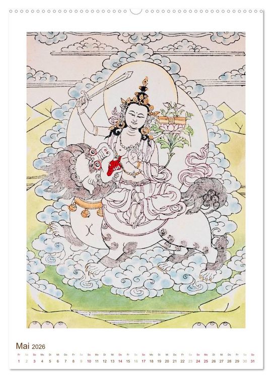 Produktbild: Mit Buddha durchs Jahr: historische Zeichnungen (Wandkalender 2026 DIN A2 hoch), CALVENDO Monatskalender