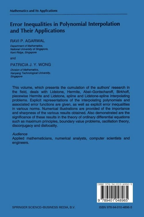 Produktbild: Error Inequalities in Polynomial Interpolation and Their Applications