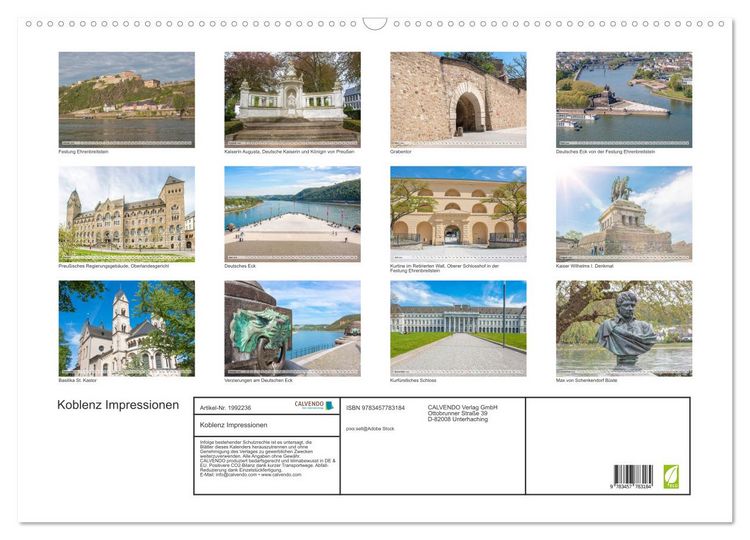 Produktbild: Koblenz Impressionen (Wandkalender 2026 DIN A2 quer), CALVENDO Monatskalender