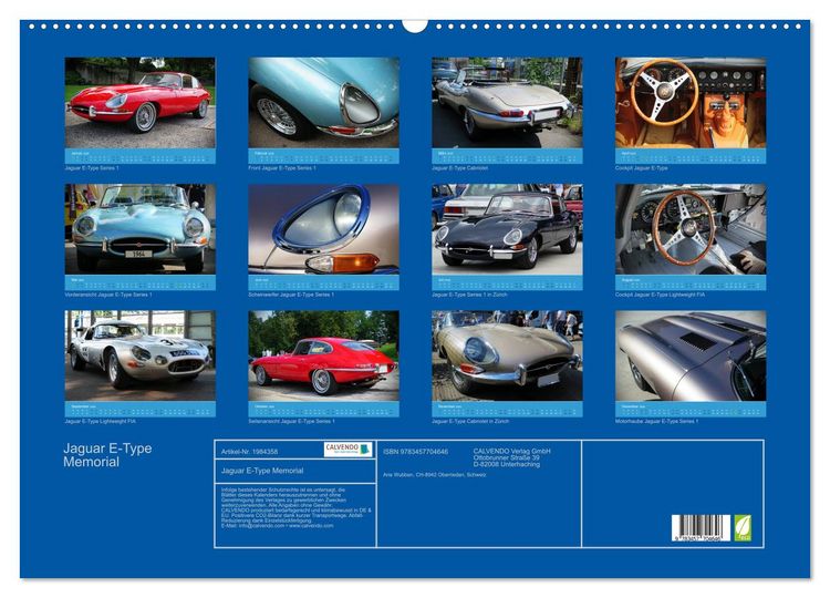 Produktbild: Jaguar E-Type Memorial (Wandkalender 2026 DIN A2 quer), CALVENDO Monatskalender