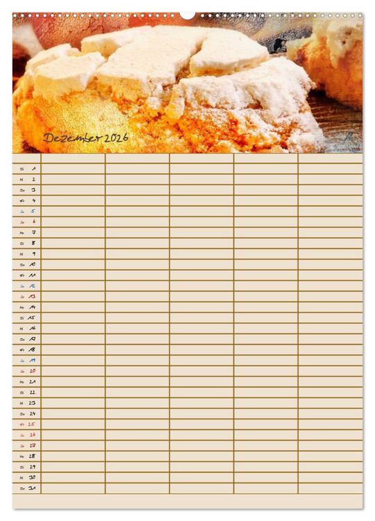 Produktbild: Italienische K&uuml;che mit Familienplaner (hochwertiger Premium Wandkalender 2026 DIN A2 hoch), Kunstdruck in Hochglanz