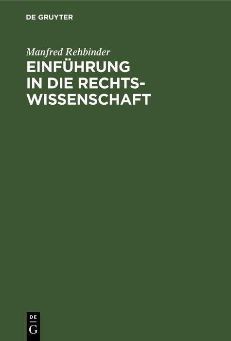 Produktbild: Einf&uuml;hrung in die Rechtswissenschaft