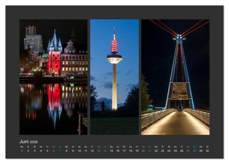 Produktbild: FRANKFURT - Nachtlichter 2026 (Tischkalender 2026 DIN A5 quer), CALVENDO Monatskalender