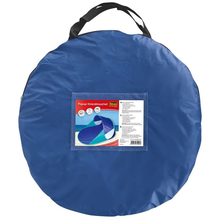 Produktbild: Idena Popup-Strandmuschel UV40+ blau/t&uuml;rkis 200x120x90cm