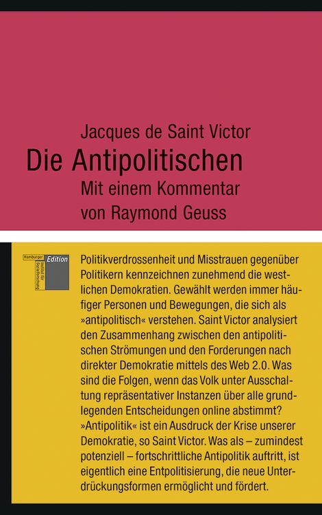 Bild vom Artikel Die Antipolitischen vom Autor Jacques de Saint Victor