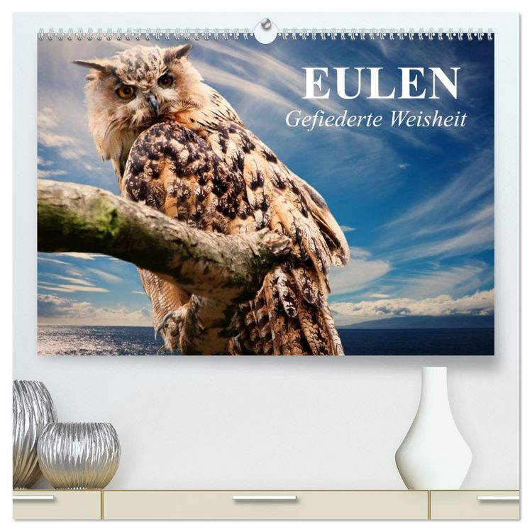 Produktbild: Eulen. Gefiederte Weisheit (hochwertiger Premium Wandkalender 2026 DIN A2 quer), Kunstdruck in Hochglanz