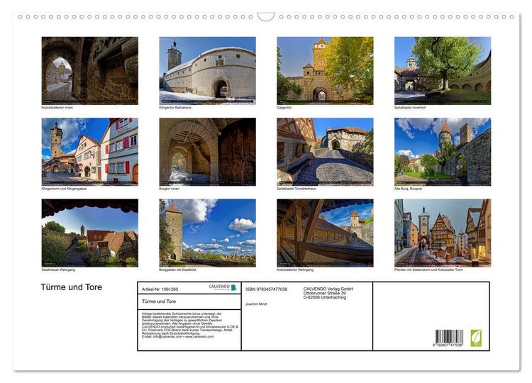 Produktbild: T&uuml;rme und Tore (Wandkalender 2026 DIN A2 quer), CALVENDO Monatskalender