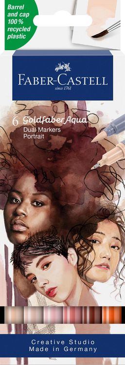 Produktbild: Faber-Castell Tuschestift Dual Marker Goldfaber Aqua, Portrait, 6er Set