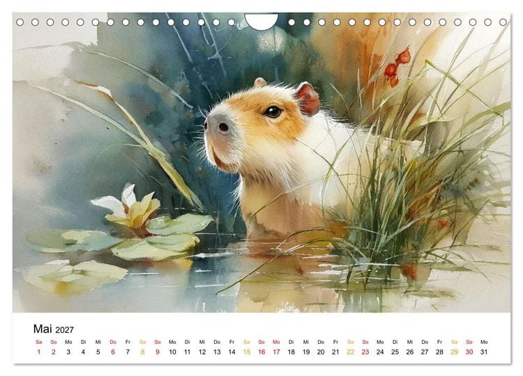 Produktbild: Capybara - die Kunst des gelassenen Daseins (Wandkalender 2027 DIN A4 quer), CALVENDO Monatskalender