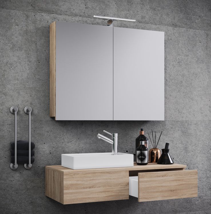 Produktbild: 3-tlg G&auml;ste WC Waschplatz Waschtisch Gudas Schrank