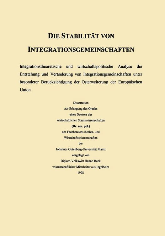 Produktbild: Die Stabilit&auml;t von Integrationsgemeinschaften