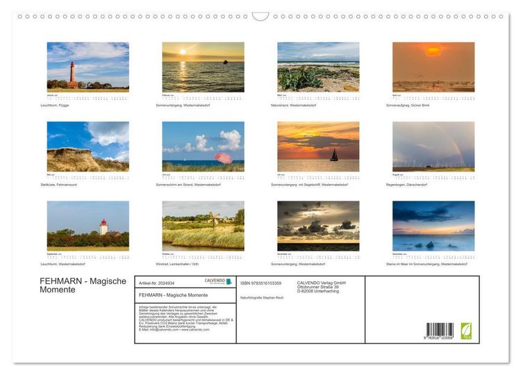 Produktbild: FEHMARN - Magische Momente (Wandkalender 2026 DIN A2 quer), CALVENDO Monatskalender