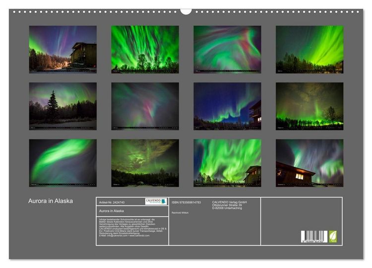 Produktbild: Aurora in Alaska (Wandkalender 2027 DIN A2 quer), CALVENDO Monatskalender