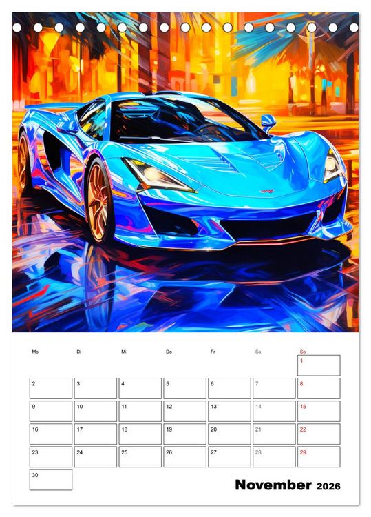 Produktbild: Sportauto Paintings (Tischkalender 2026 DIN A5 hoch), CALVENDO Monatskalender