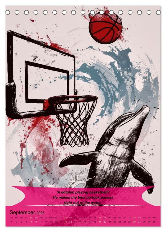 Produktbild: Basketball with funny animals (Desk Calendar 2026 DIN A5 portrait), CALVENDO 12 Month DeskCalendar