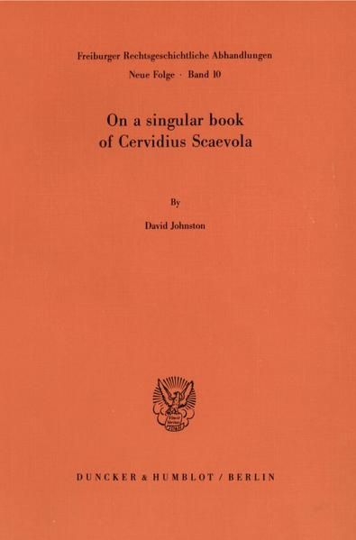 Produktbild: On a singular book of Cervidius Scaevola.