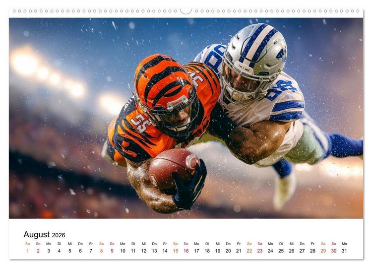 Produktbild: American Football - Touchdown durchs Jahr (hochwertiger Premium Wandkalender 2026 DIN A2 quer), Kunstdruck in Hochglanz