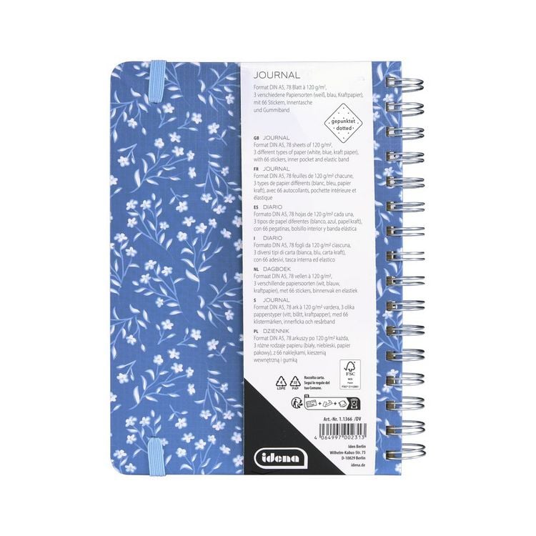 Produktbild: Idena Notizbuch Floral Spiralbindung 78 Blatt 120g/m&sup2; gepunktet