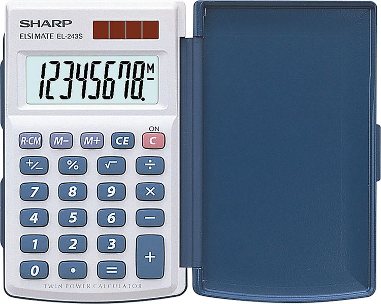 Produktbild: Taschenrechner EL-243S grau, harte Schutzh&uuml;lle klappbar