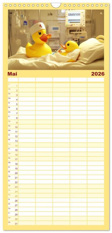 Produktbild: Familienplaner 2026 - Badeenten Kalender - Quietscheenten in der Berufswelt mit 5 Spalten (Wandkalender, 21 x 45 cm) CALVENDO