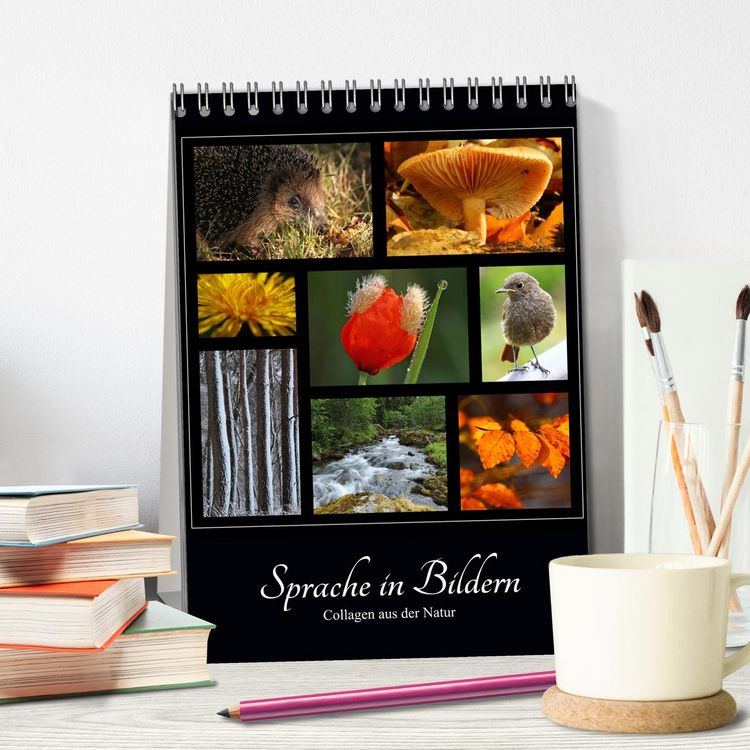 Produktbild: Sprache in Bildern - Collagen aus der Natur (Tischkalender 2026 DIN A5 hoch), CALVENDO Monatskalender