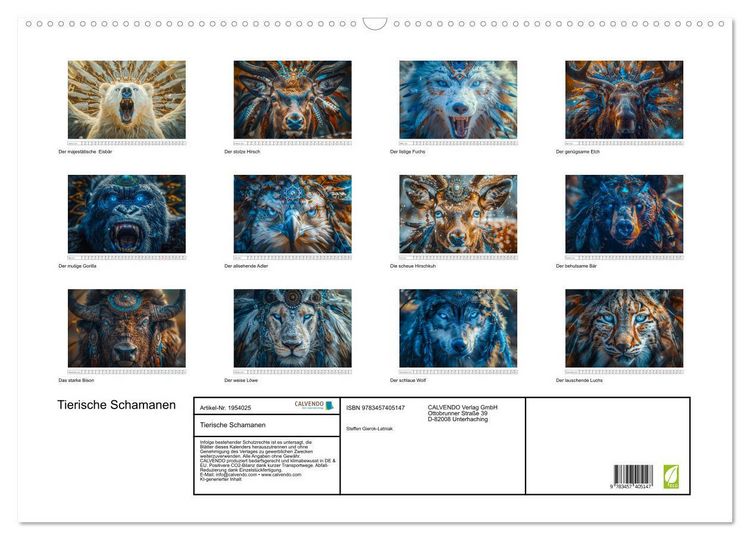 Produktbild: Tierische Schamanen (Wandkalender 2026 DIN A2 quer), CALVENDO Monatskalender